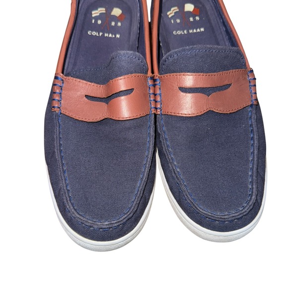 Cole Haan Nantucket 2.0 Penny Loafers Canvas/Leather Shoes Pre-Owned Mens 10M - Picture 7 of 17
